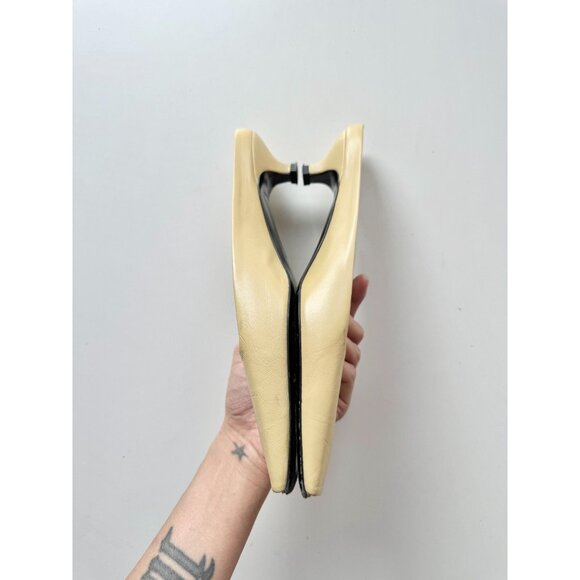 TOTEME Butter Yellow Leather Square Toe Kitten Heel Mules Slides, Size 37 - Picture 12 of 16